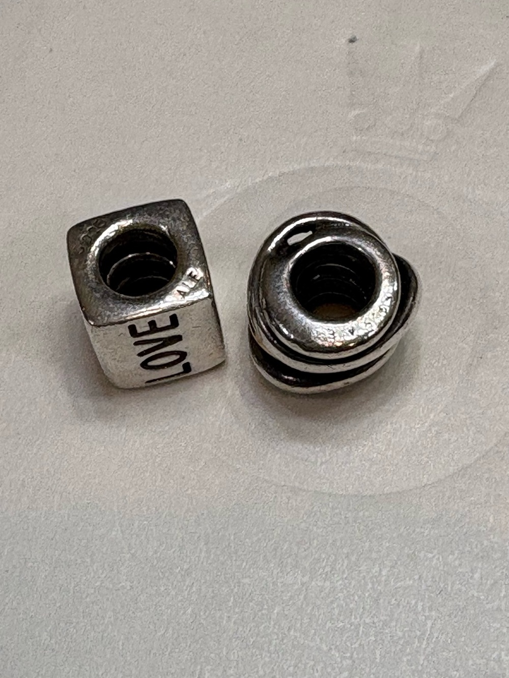 Pandora Silver and Gold 'YOU' Cube with Mixed Metal Spacer Bead - Picture 3 of 6